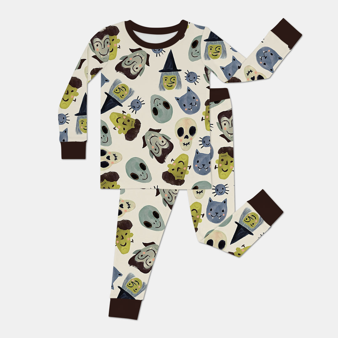 Halloween Face Two Piece Long Sleeve Pajama Set