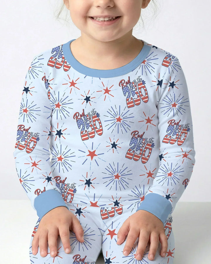 Red White and 250th Anniversary Bamboo Two Piece Long Sleeve Pajama Set