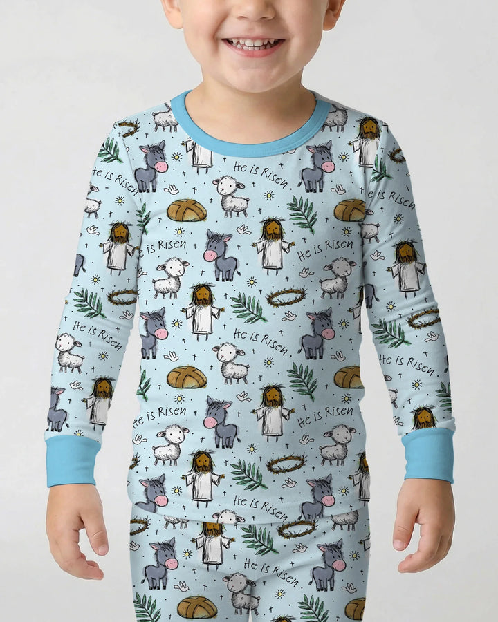 He Is Risen Easter Family Matching Two Piece Long Sleeve Pajama Set
