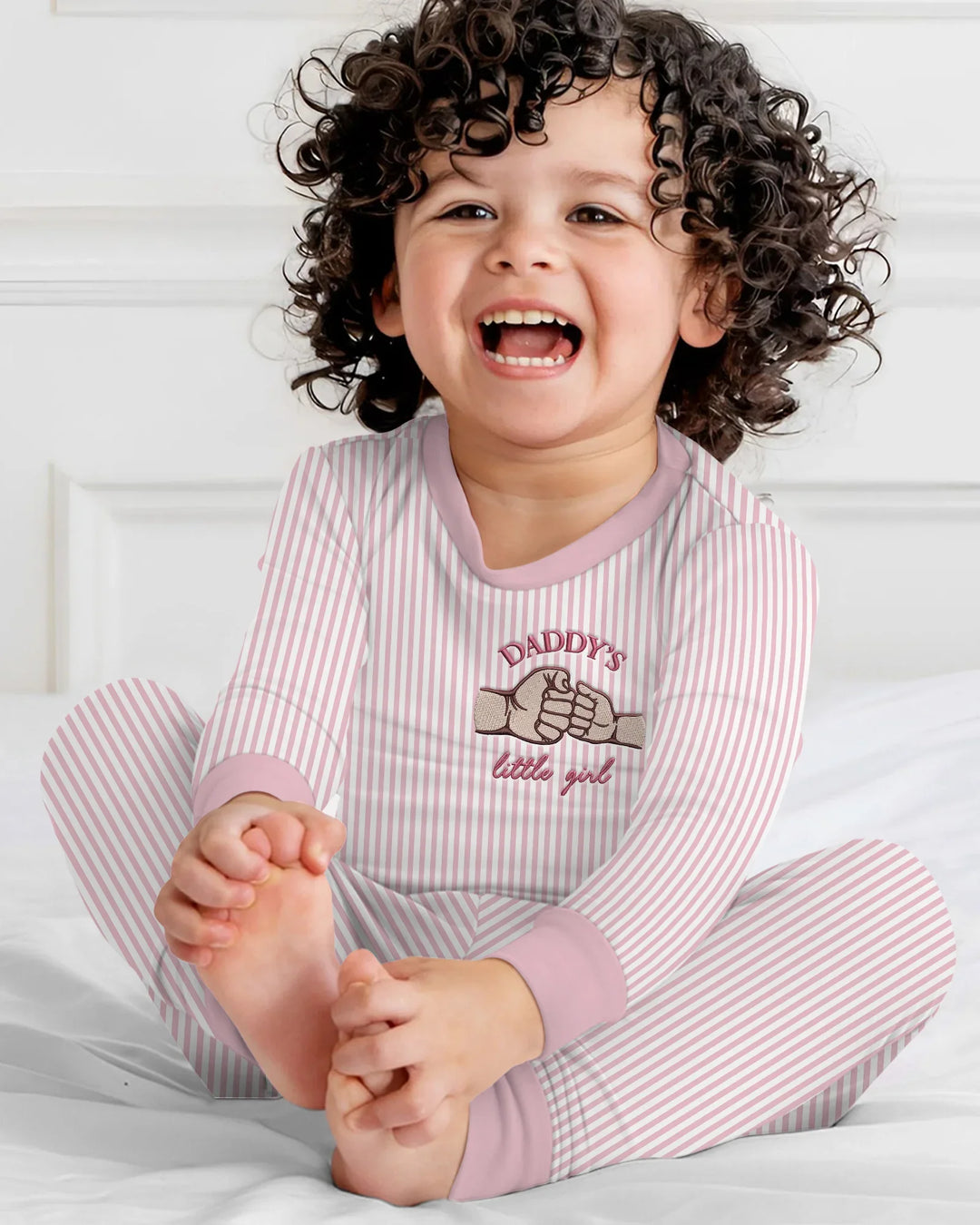 Embroidered Daddy's Little  Bamboo Two Piece Long Sleeve Pajama Set