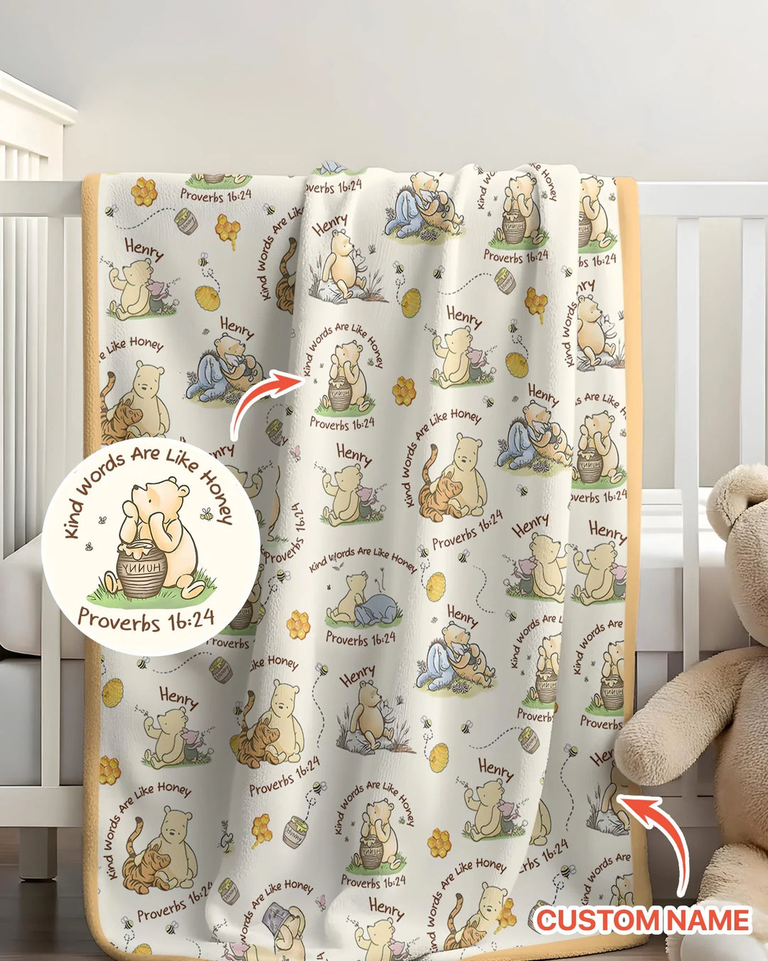 Kind Words Are Like Honey Custom Name Bamboo Blanket