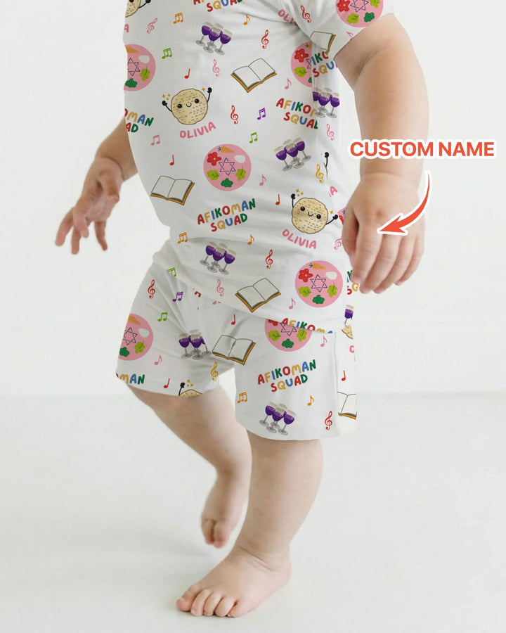 Zweiteiliges Pyjama-Set mit kurzen Ärmeln und Shorts im Sommer-Design