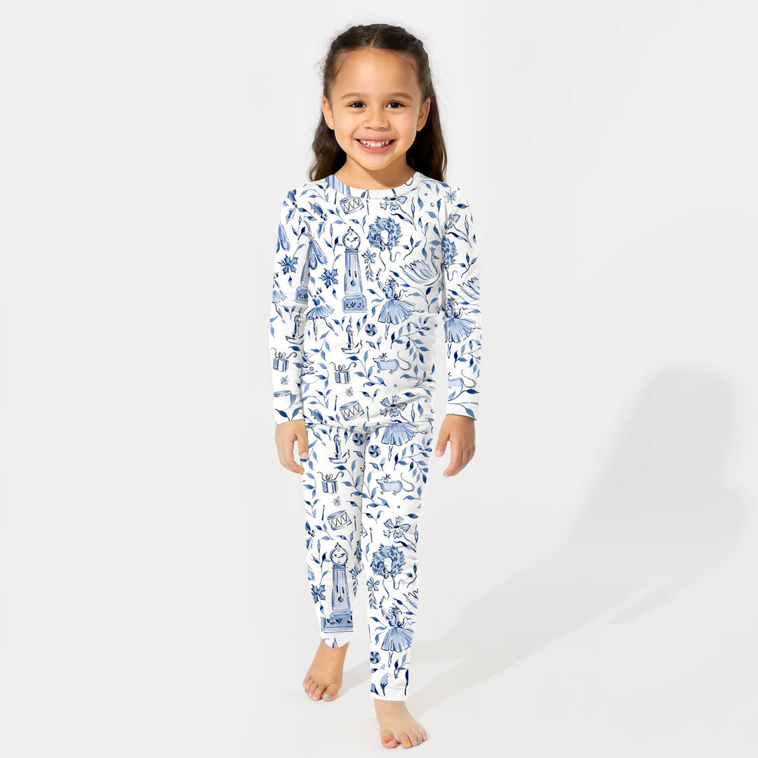 Christmas Nutcracker Toile Two Piece Long Sleeve Pajama Set