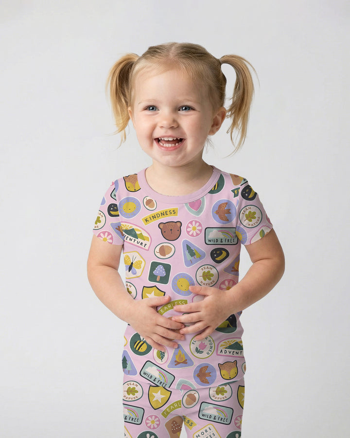 Conjunto de pijama de dos piezas de manga corta de bambú