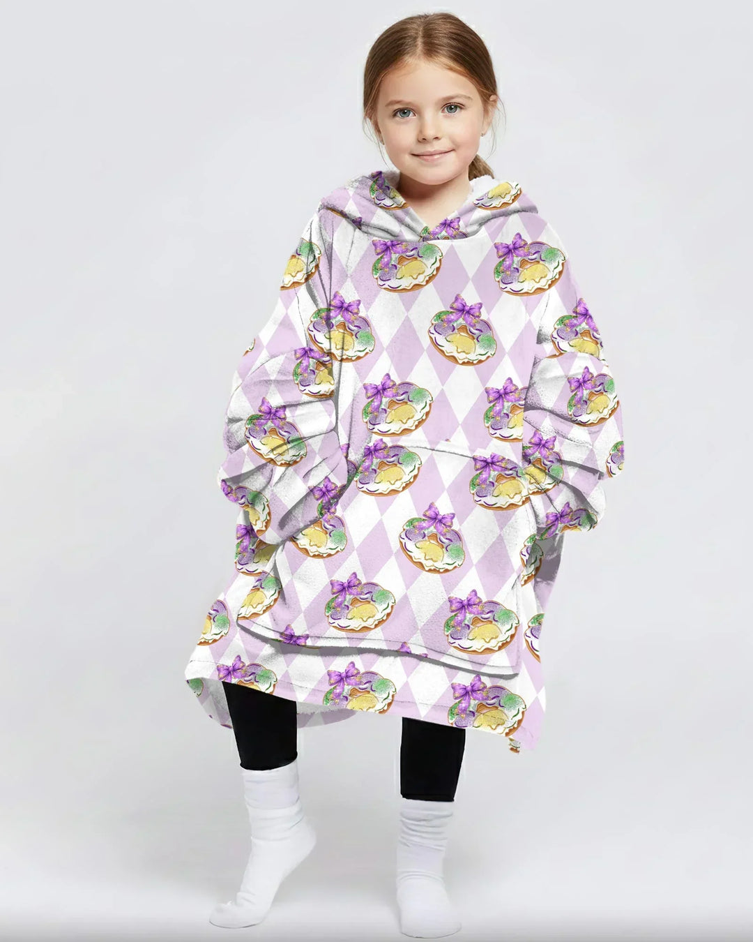Mardi Gras Donut Tragbarer Bambus-Decken-Hoodie