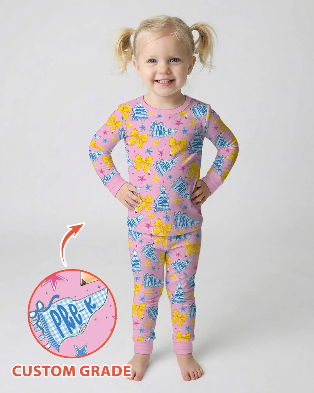 Conjunto de pijama de dos piezas de bambú con mangas largas, plantilla PERSONALIZADA