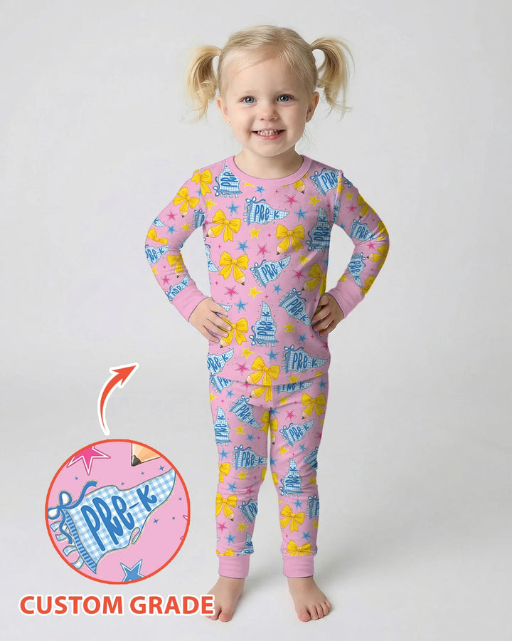 Conjunto de pijama de dos piezas de bambú con mangas largas, plantilla PERSONALIZADA
