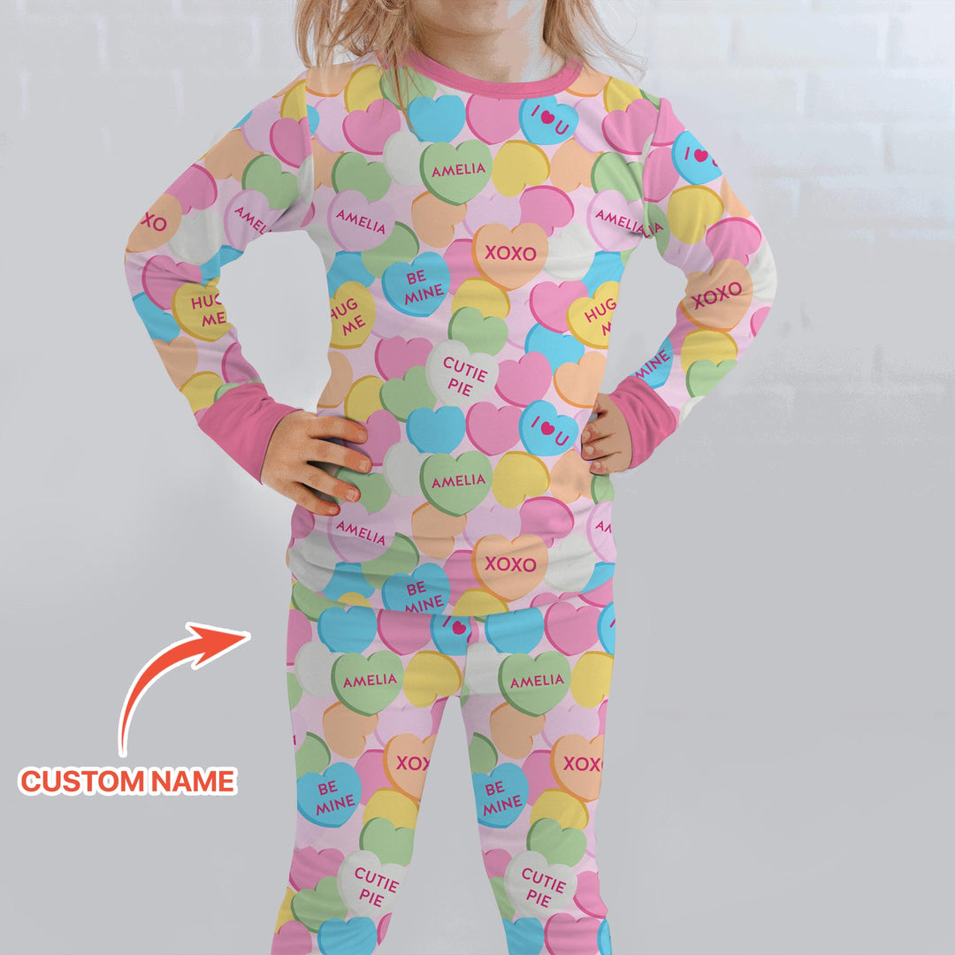 Valentine Candy Crush Family Matching Two Piece Long Sleeve Pajama Set