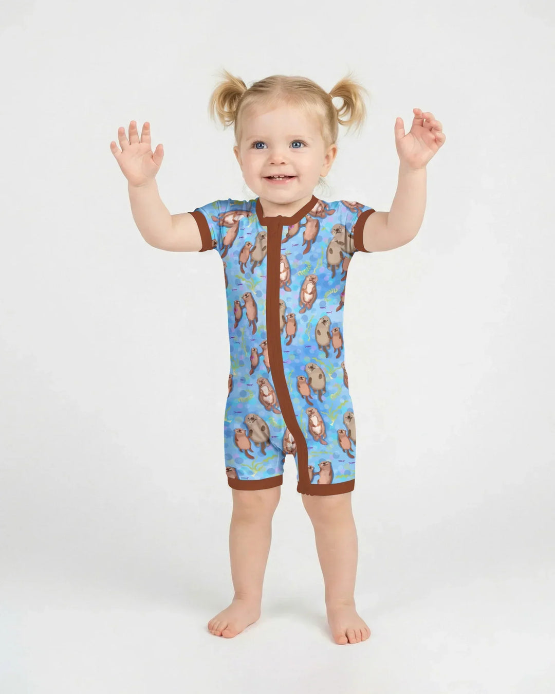 Pijama de bambú Otterly Together con cremallera corta