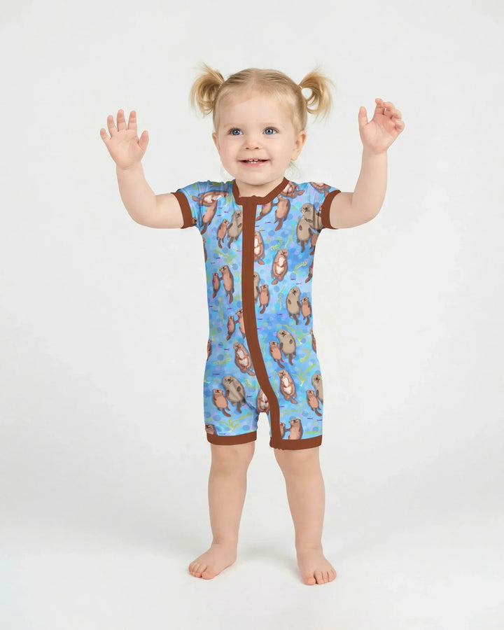 Pijama de bambú Otterly Together con cremallera corta