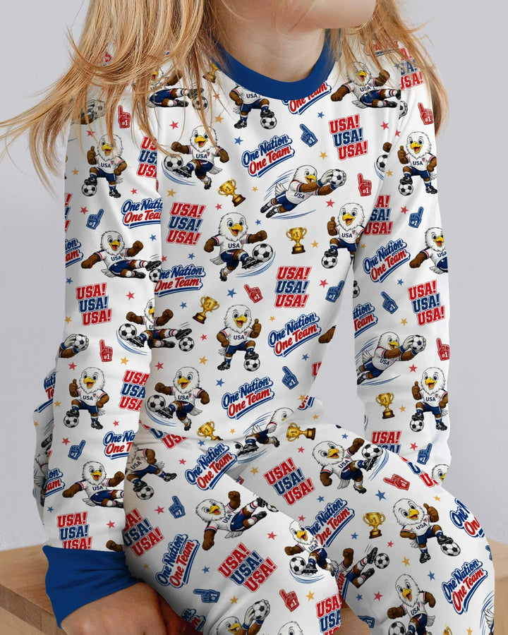 Soccer One Nation One Team Bamboo Two Piece Long Sleeve Pajama Set