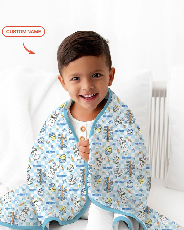 Custom Name Retro Easter Blanket