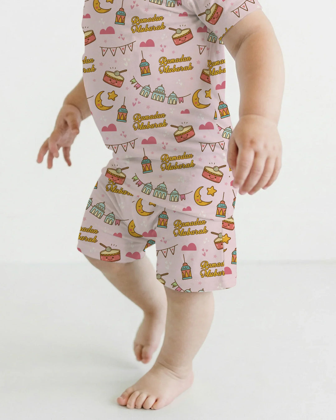 Ramadan Mubarak Two Piece Short Sleeve Shorts Pajama Set