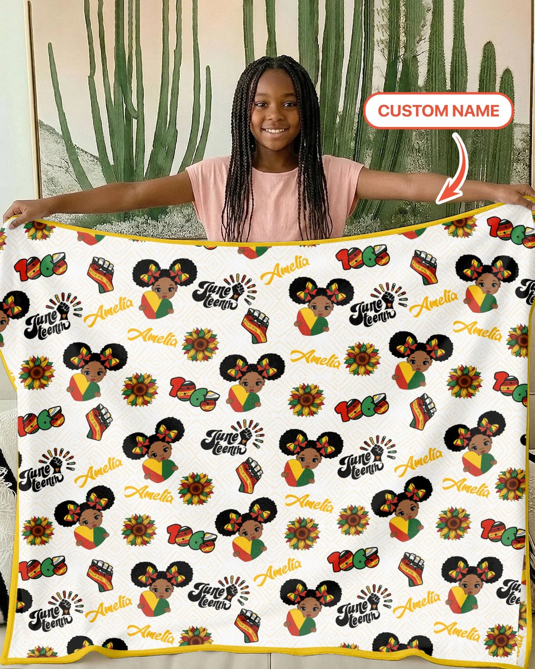 Custom Name Bloom in Freedom Bamboo Blanket