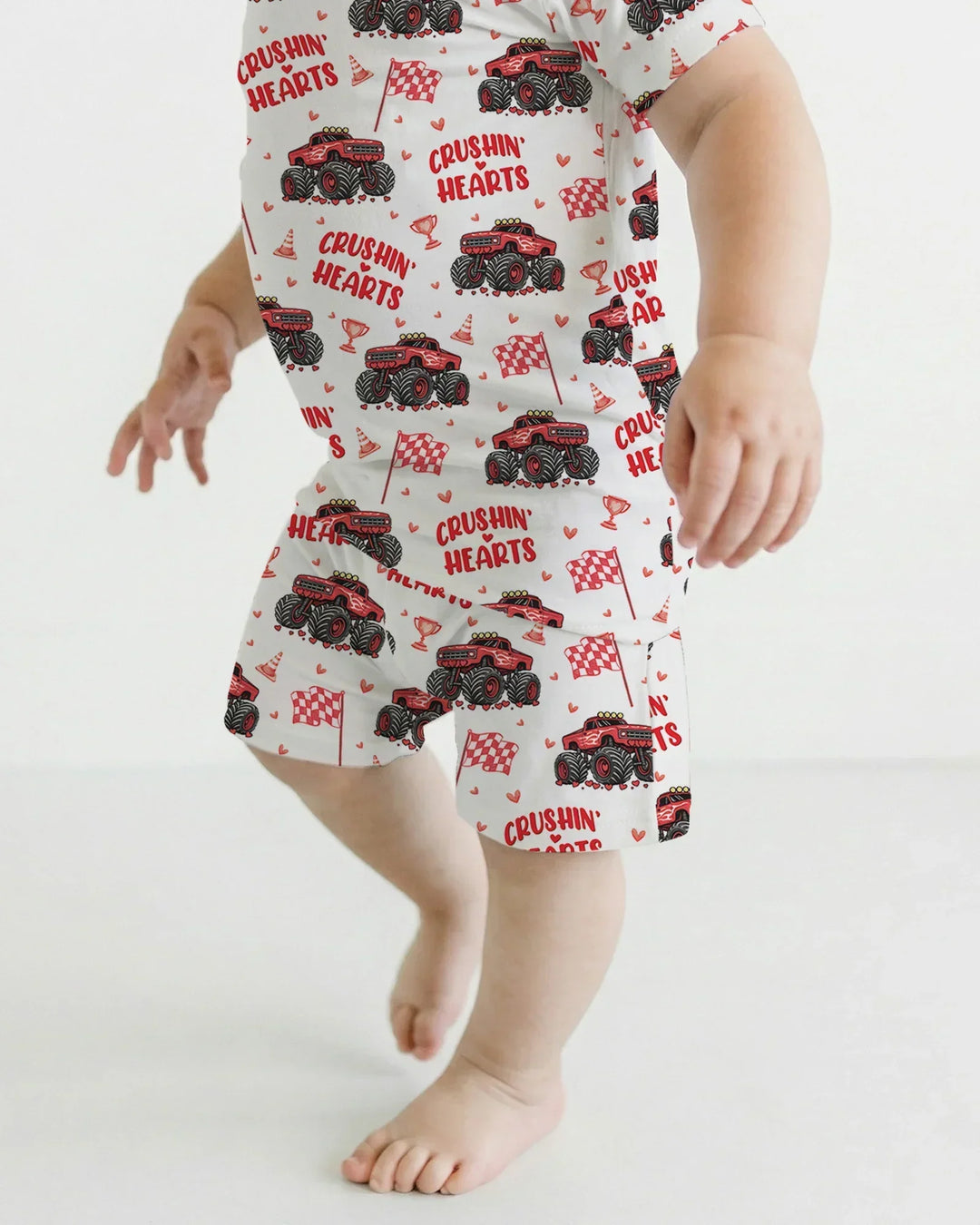 Crushin Hearts Two Piece Short Sleeve Shorts Pajama Set