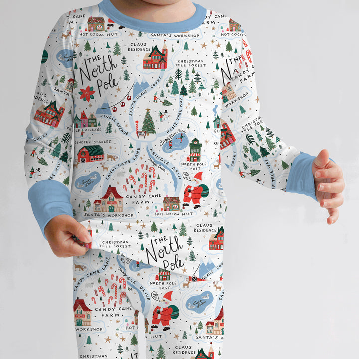 The North Pole Map Two Piece Long Sleeve Pajama Set , The North Pole Map Two Piece Long Sleeve Pajama Set - 12-18M
