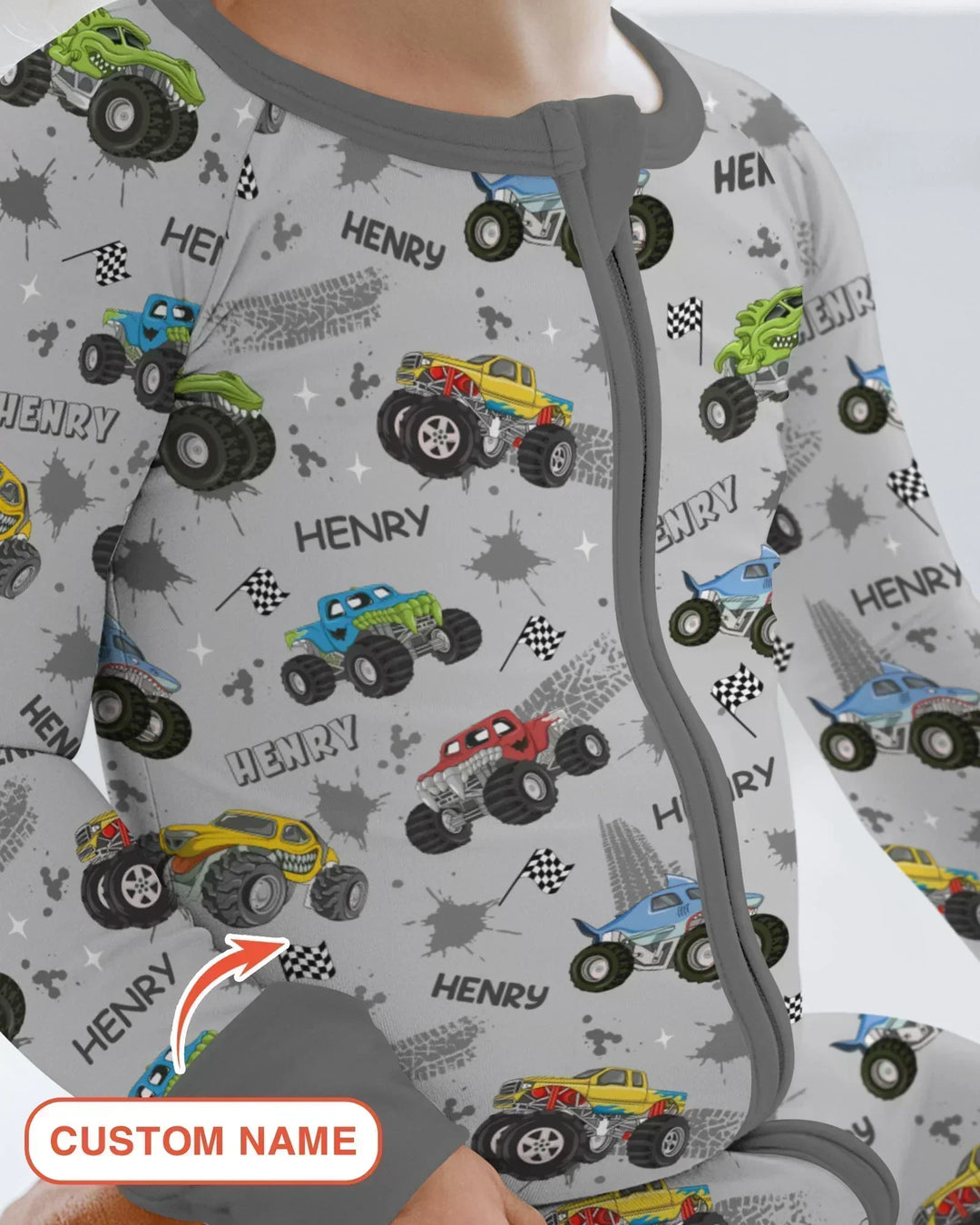 Monster Truck Dirt Jam Custom Name Daddy & Me Matching Convertible Zippy