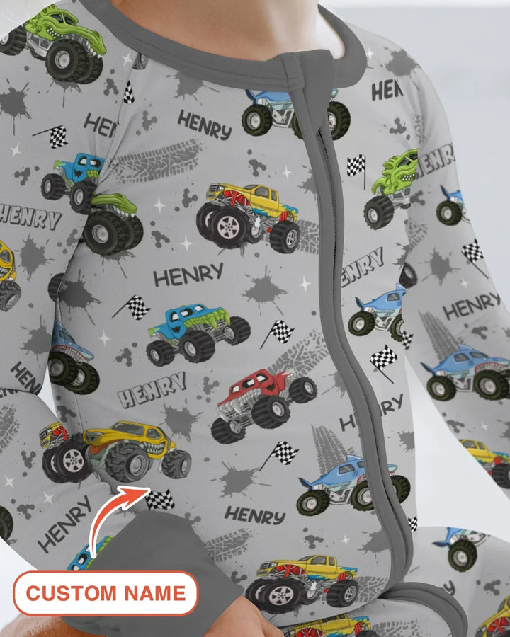 Monster Truck Dirt Jam Custom Name Daddy & Me Matching Convertible Zippy