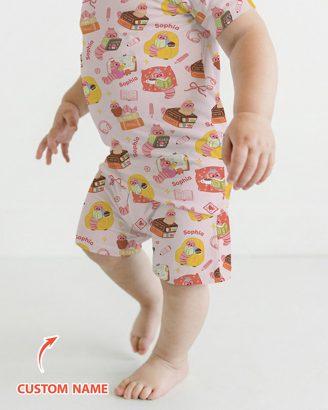 Little Book Worm Family Matching Bamboo Two Piece Short Sleeve Shorts Pajama Set
