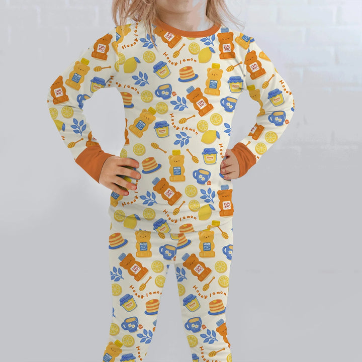 Honey Bear Bottle Two Piece Long Sleeve Pajama Set