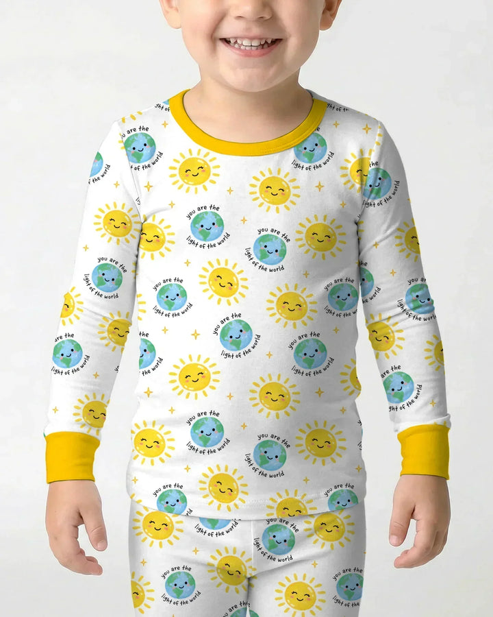 Matthew 5:14 Light of the World Bamboo Two Piece Long Sleeve Pajama Set