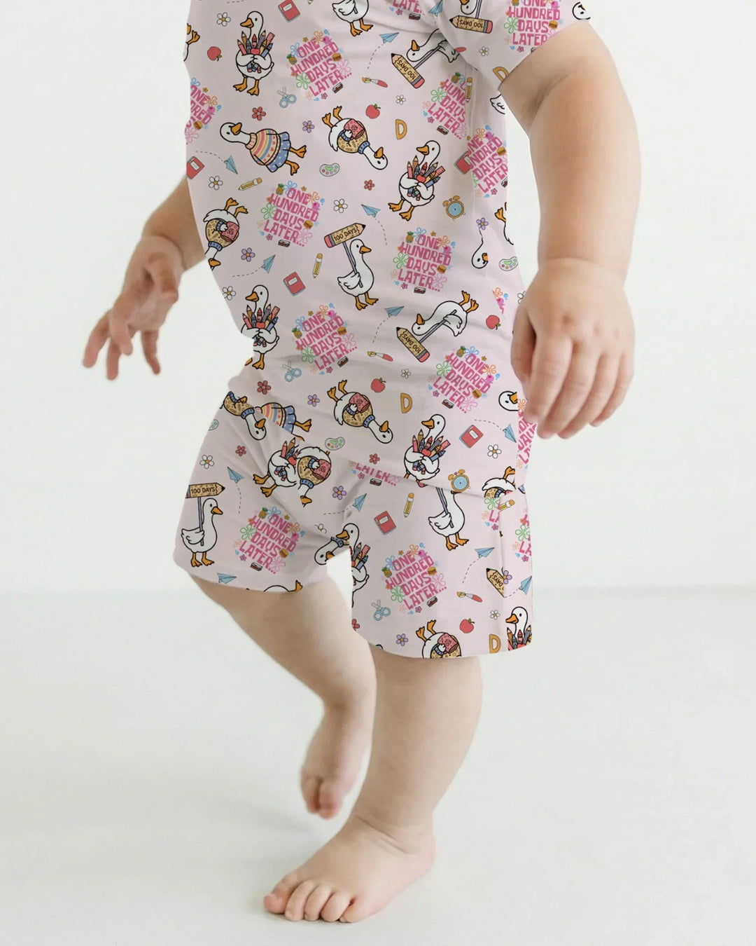 One Hundred Days Later Silly Goose Two Piece Short Sleeve Shorts Pajama Set