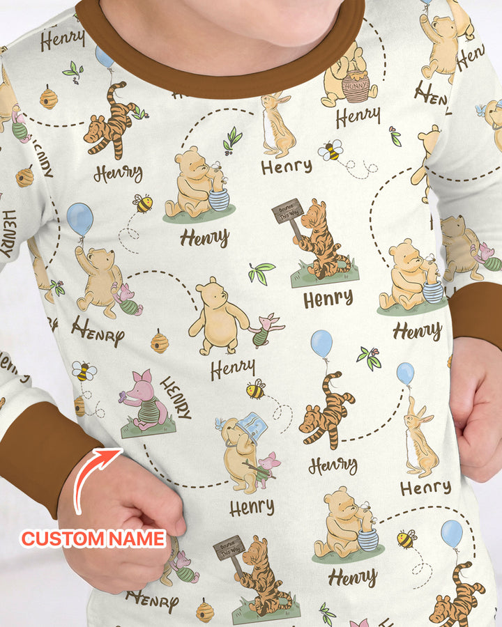 Once Upon A Bear Custom Name Two Piece Long Sleeve Pajama Set