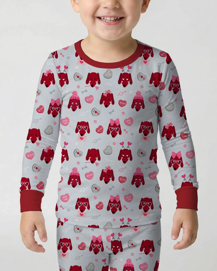 Dachshund Is My Valentine Two Piece Long Sleeve Pajama Set