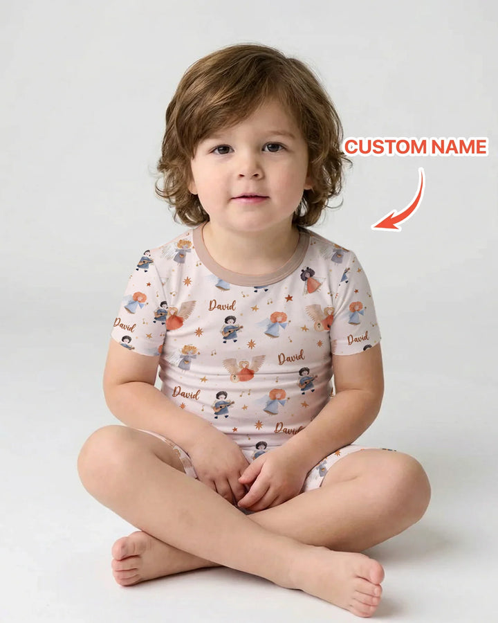 Guardian Angels Custom Name Bamboo Two Piece Short Sleeve Shorts Pajama Set