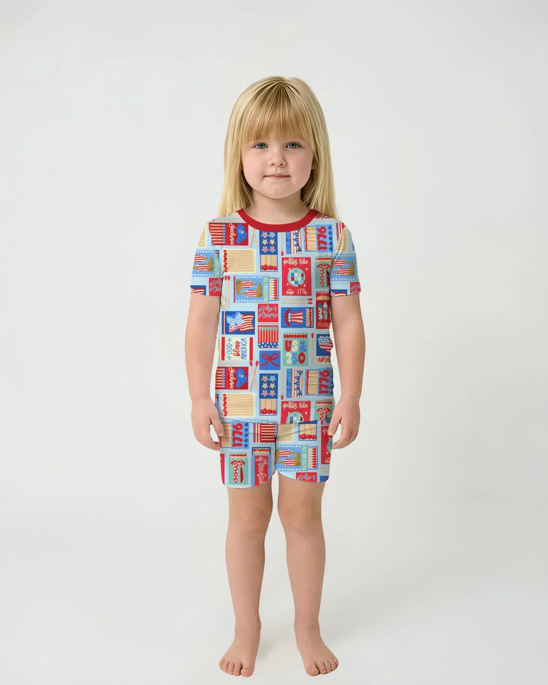 Template Zweiteiliges Pyjama-Set mit kurzen Ärmeln und Shorts