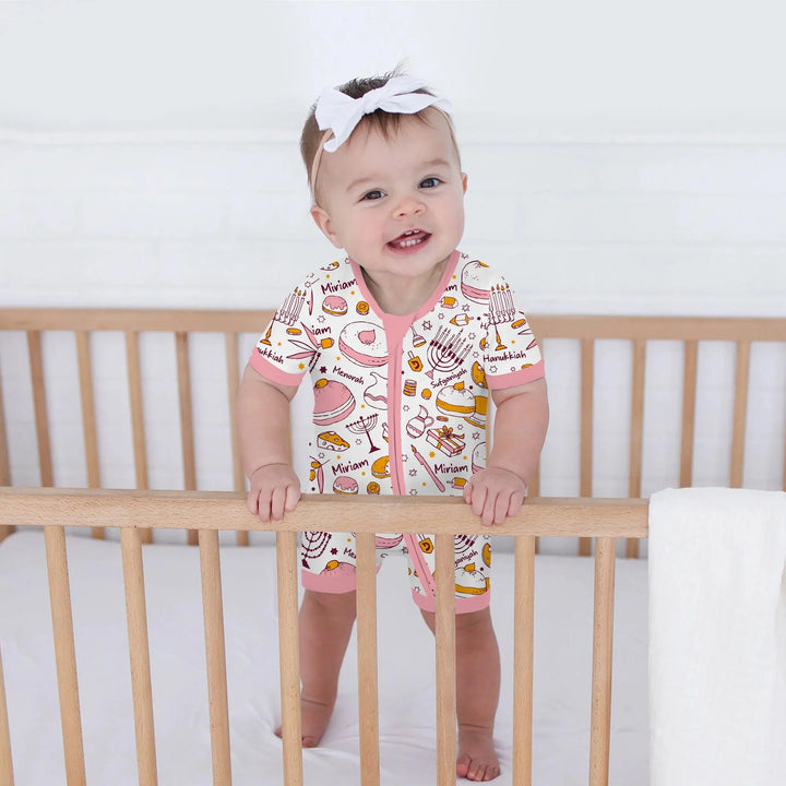 Happy Hanukkah Doodles Custom Name Family Matching Shorty Zippy