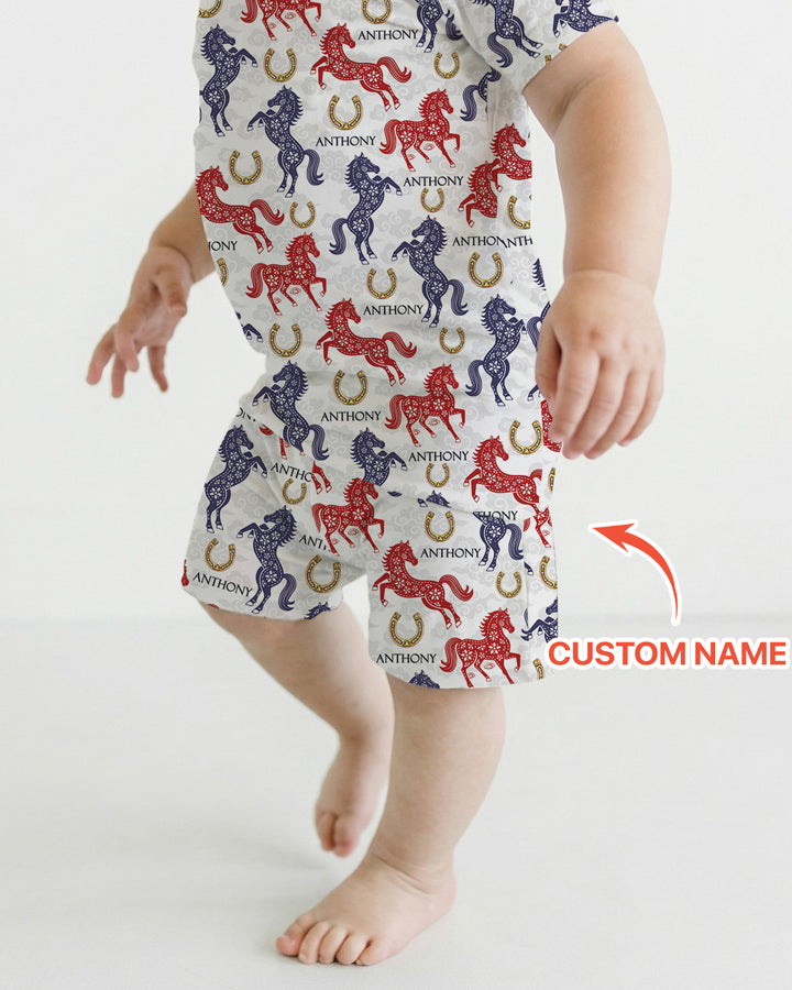 Zweiteiliges Pyjama-Set mit kurzen Ärmeln und Shorts im Sommer-Design