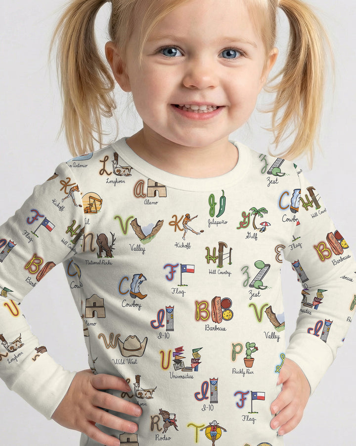 Texas Alphabet Bamboo Two Piece Long Sleeve Pajama Set
