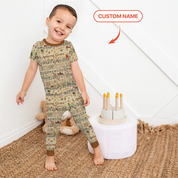 Amazing Grace Custom Name Two Piece Short Sleeve Pajama Set