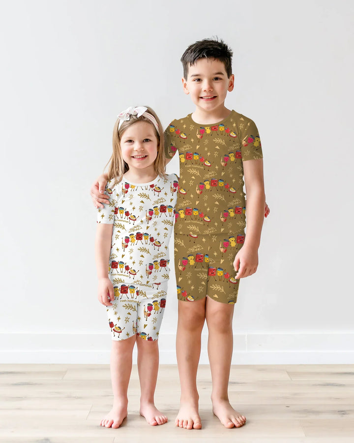 Conjunto de Pijama de Dos Piezas de Bambú con Mangas Cortas y Pantalones Cortos