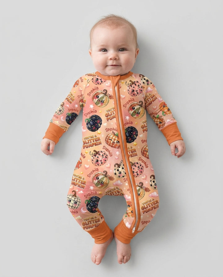 Custom Name You're A Glitter Pumpkin Bamboo Convertible Zippy