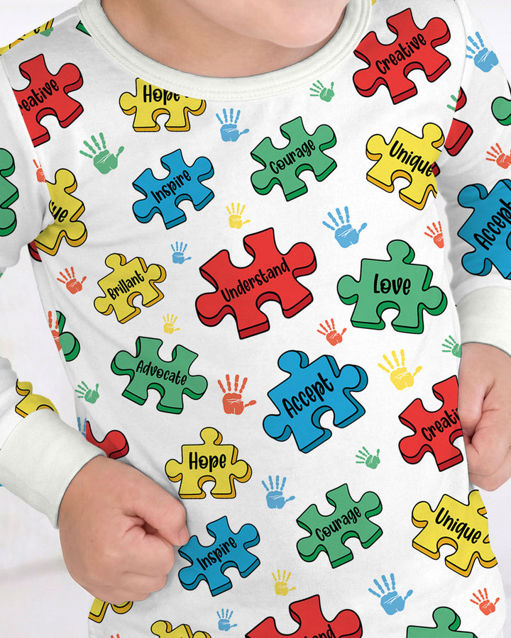 Puzzle You Are Two Piece Long Sleeve Pajama Set