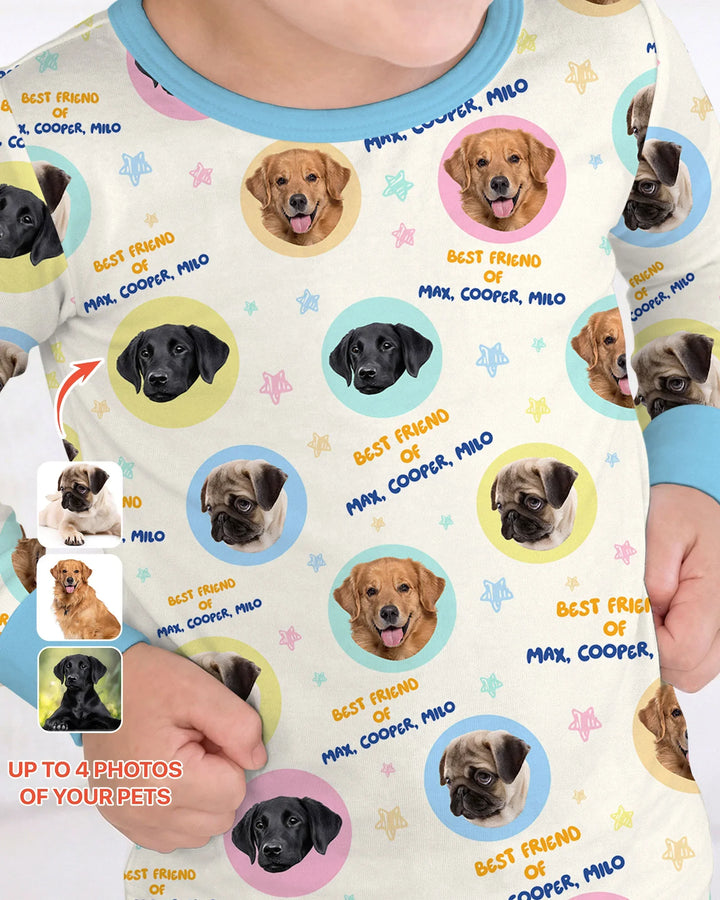Best Friend Custom Name And Pet Photos Bamboo Two Piece Long Sleeve Pajama Set