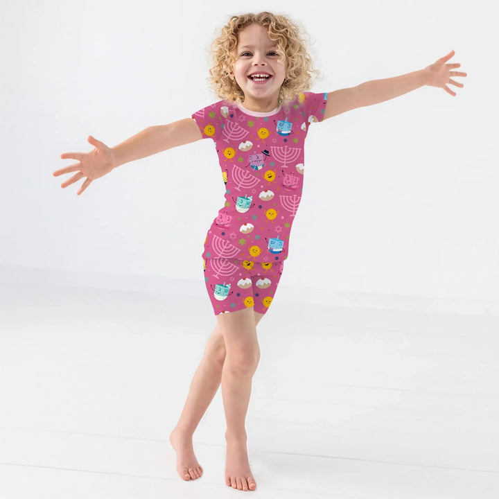 Hanukkah Little Dreidel Family Two Piece Short Sleeve Shorts Pajama Set