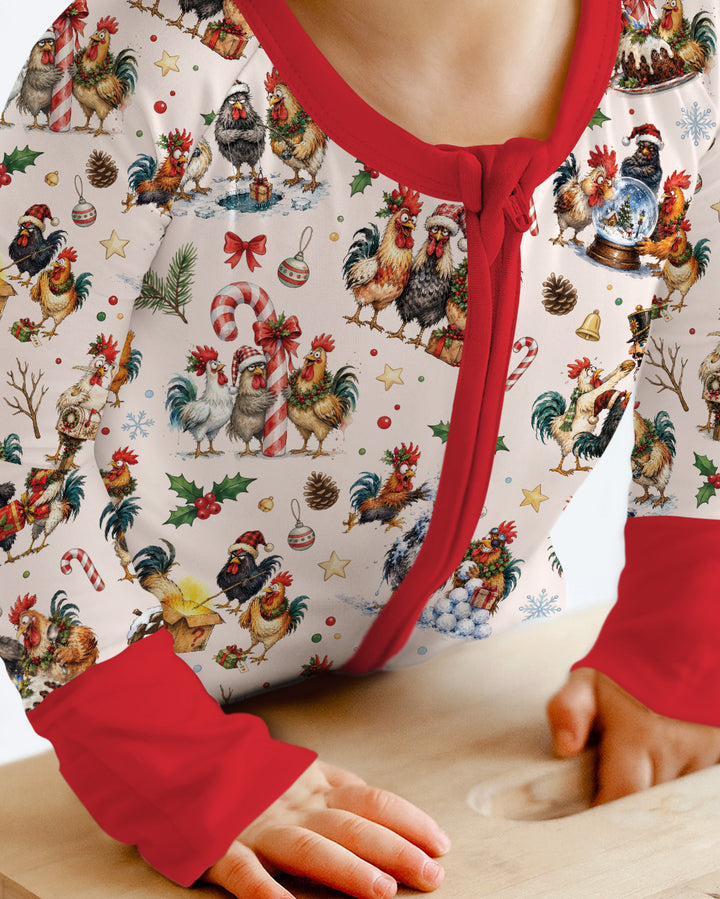 Funny Roosters On Christmas Bamboo Convertible Zippy