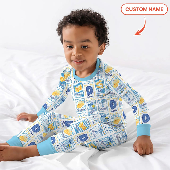 Light of Hanukkah Custom Name Two Piece Long Sleeve Pajama Set