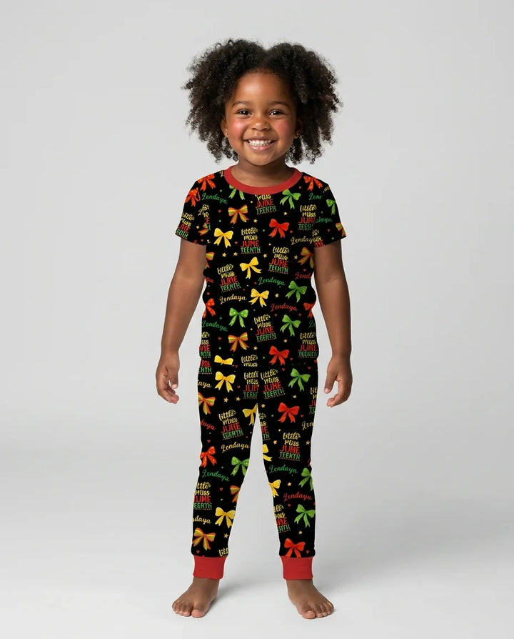 Little Miss Juneteenth Bamboo Two Piece Short Sleeve Pajama Set