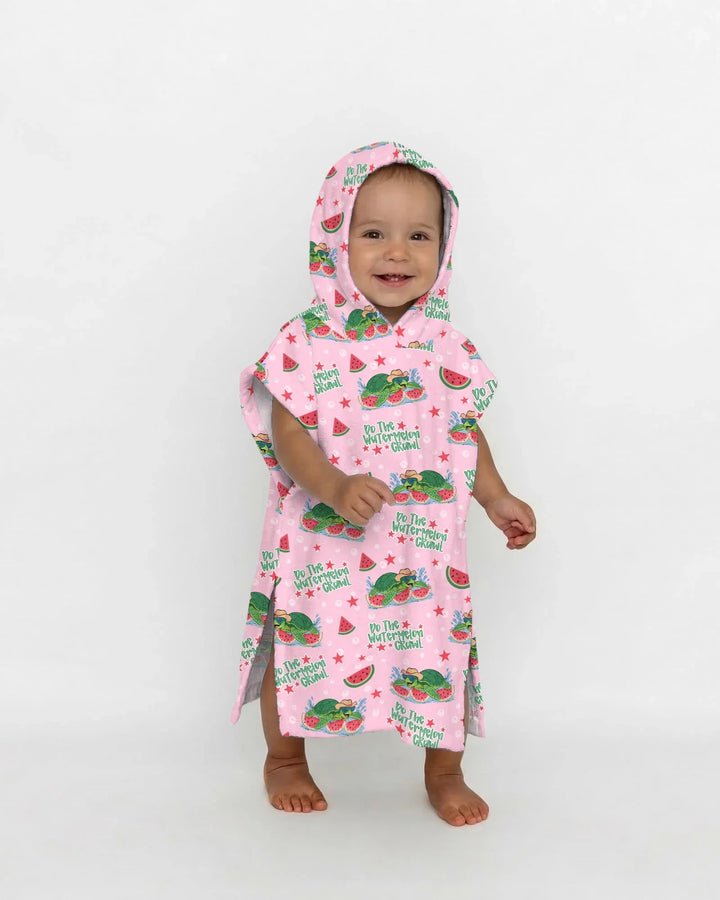 Wassermelonen-Schildkröten Familie passender Bambus-Bade-Poncho