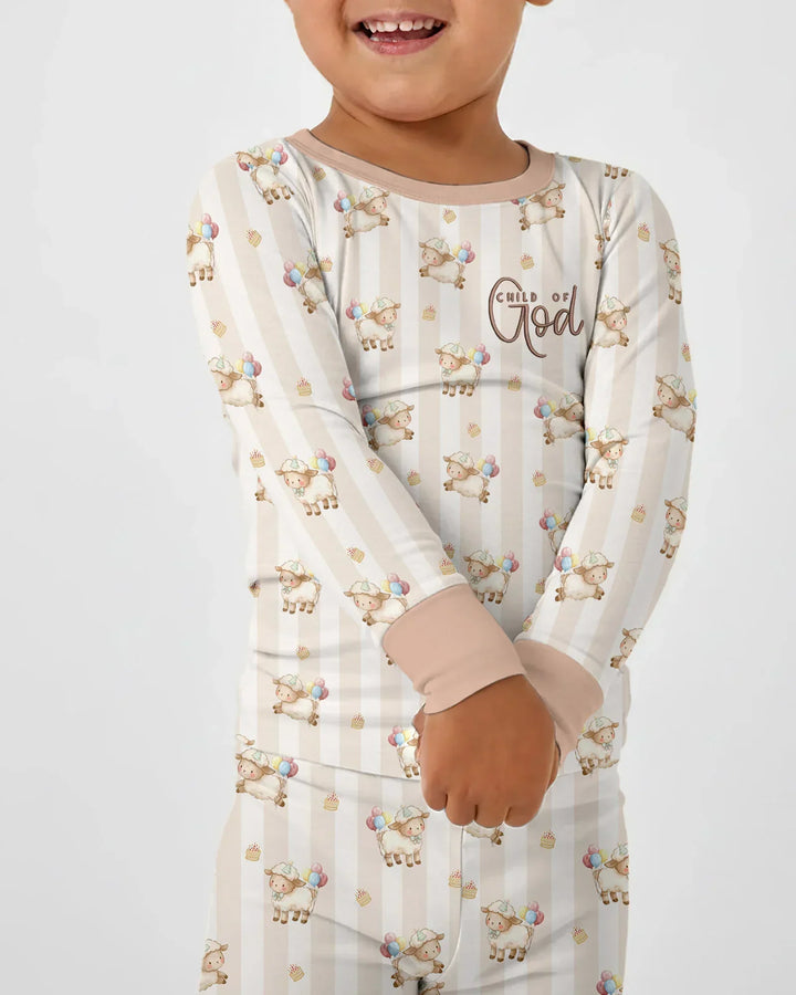 Child Of God Embroidered Baby Bamboo Two Piece Long Sleeve Pajama Set