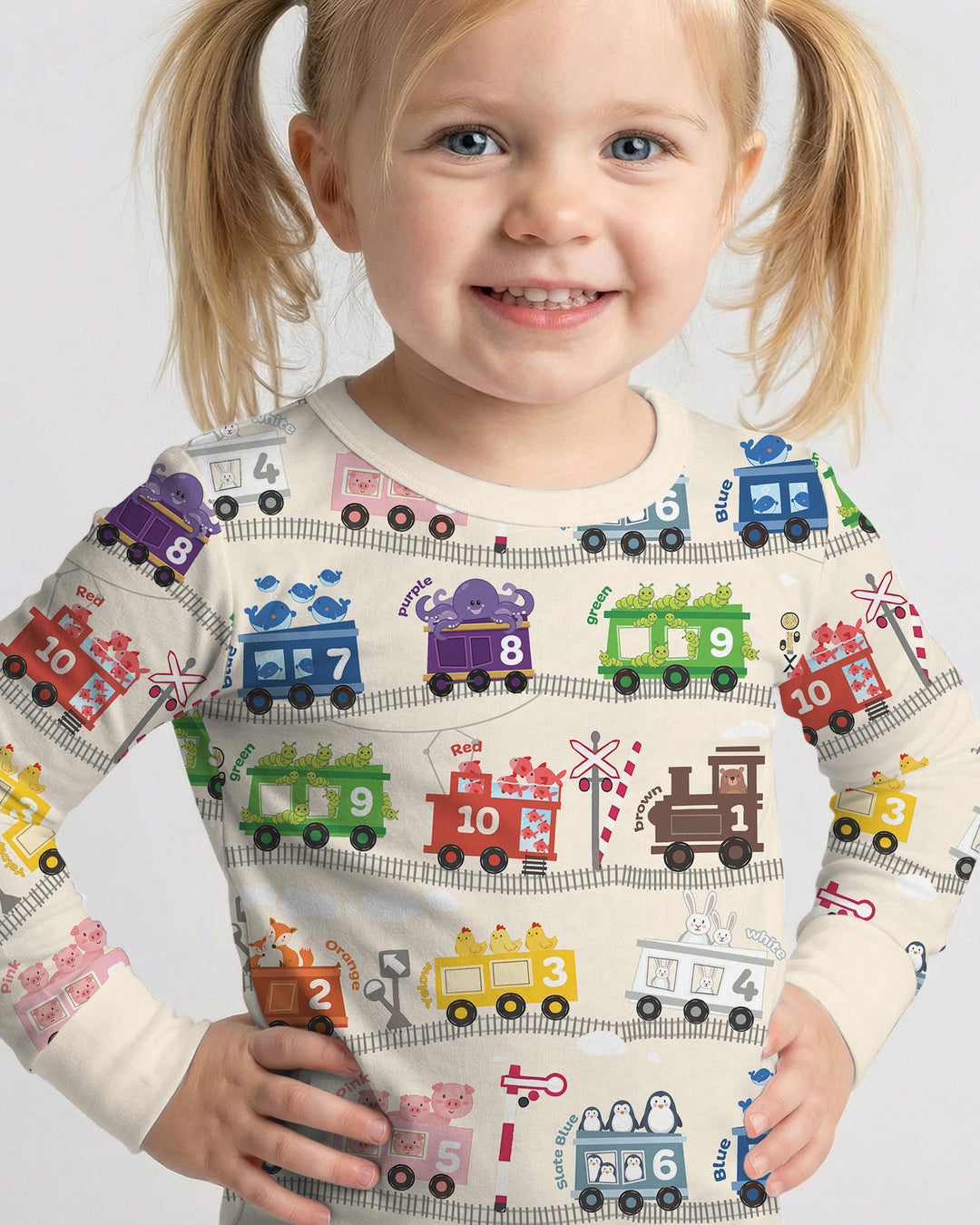 Color Train Bamboo Two Piece Long Sleeve Pajama Set