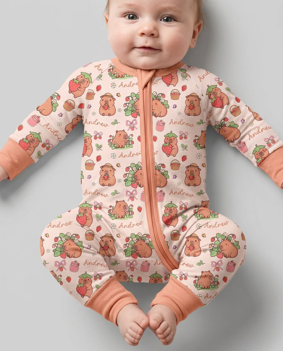Custom Name Capybara Strawberry Bamboo Convertible Zippy