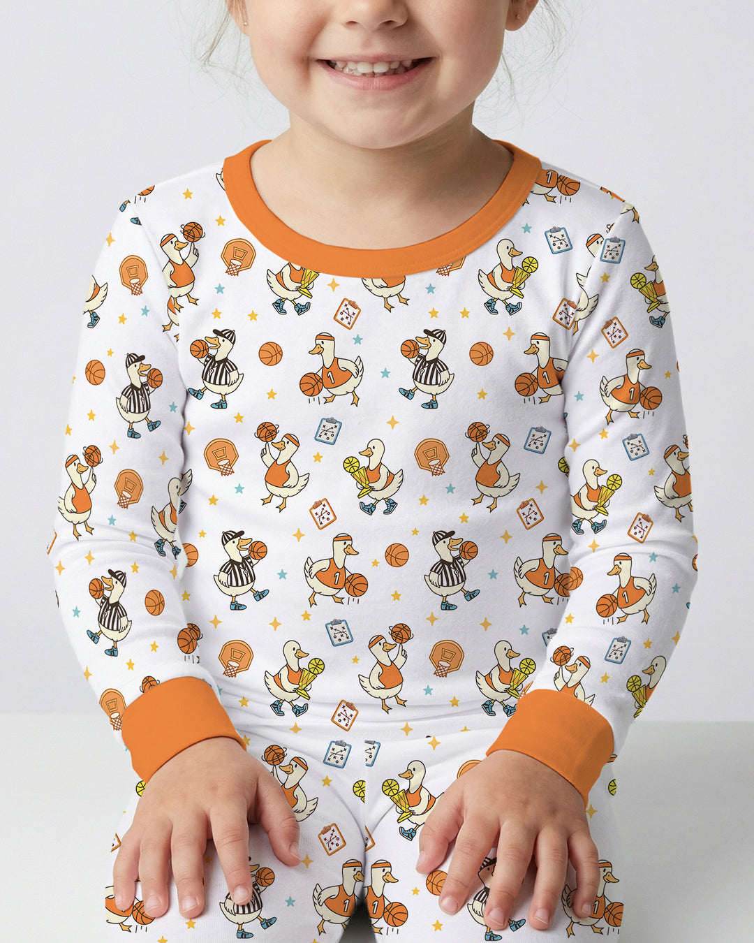 Silly Goose Playing Basketball Bamboo Two Piece Long Sleeve Pajama Set