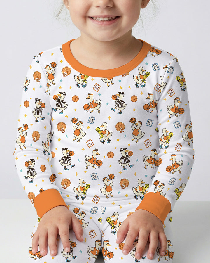 Silly Goose Playing Basketball Bamboo Two Piece Long Sleeve Pajama Set