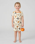 Retro Trick Or Treat Bamboo Two Piece Short Sleeve Shorts Pajama Set