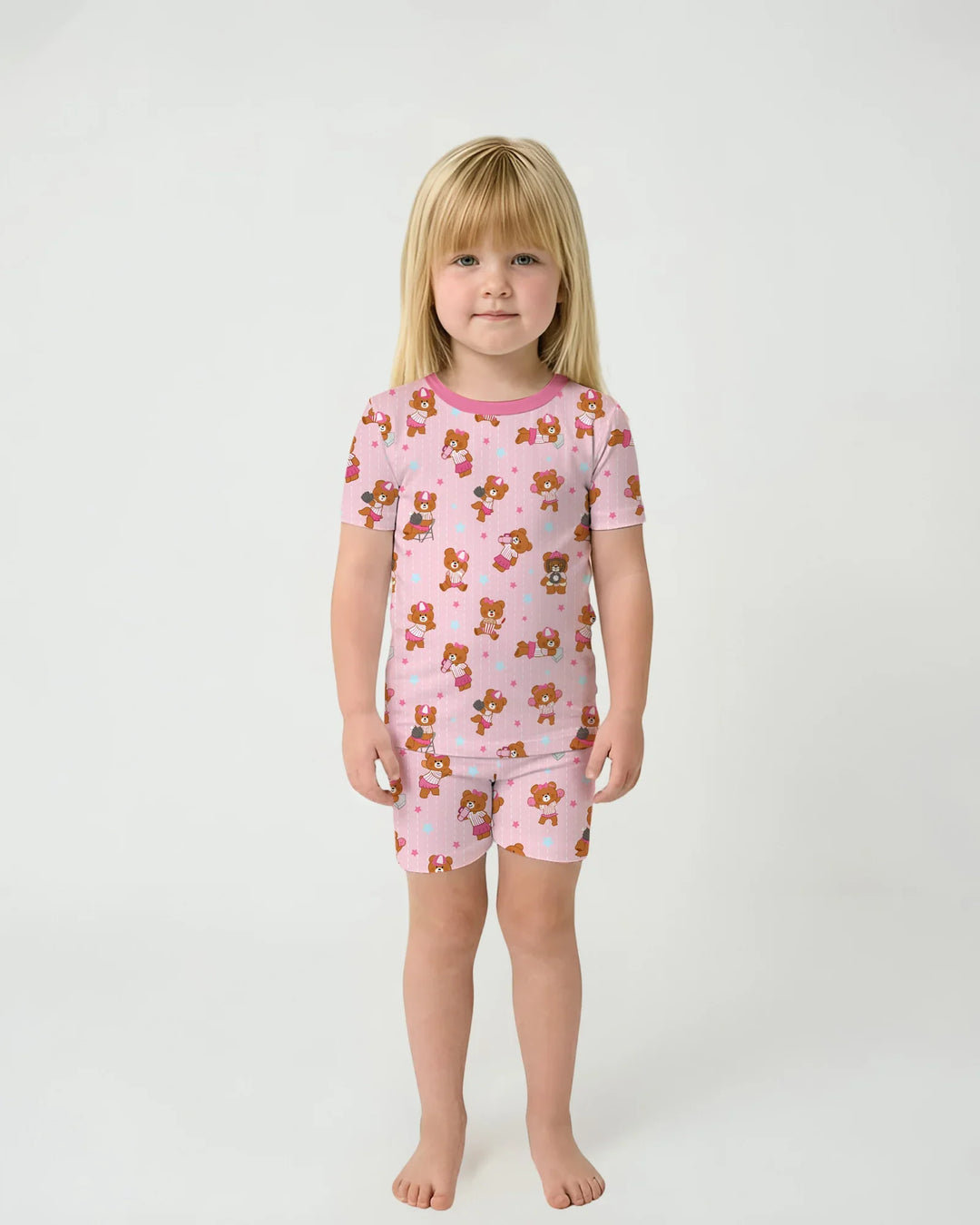 Born To Play Baseball Bamboo Two Piece Short Sleeve Shorts Pajama Set